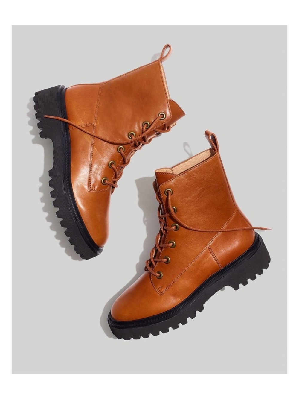 Madewell The Rayna Lace-Up Boot in Brown Leather Size 7